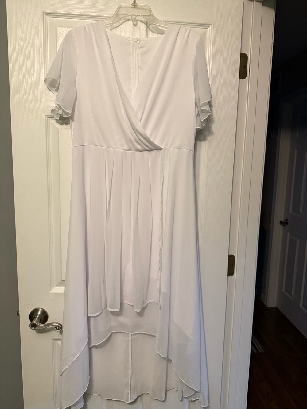SHEIN White High-Low V-Neck Wrap Dress